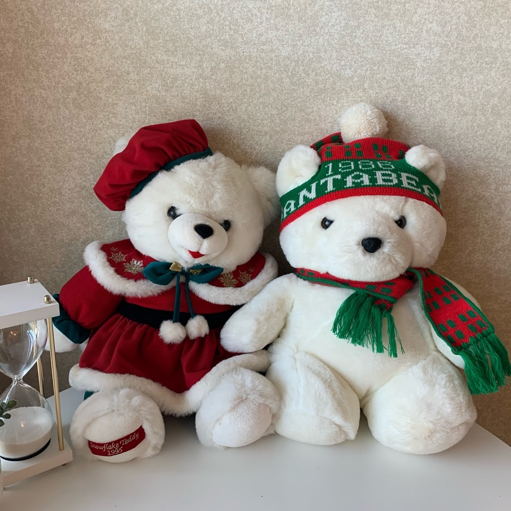 Cute Collectable Vintage Christmas Teddy Bears Couple
